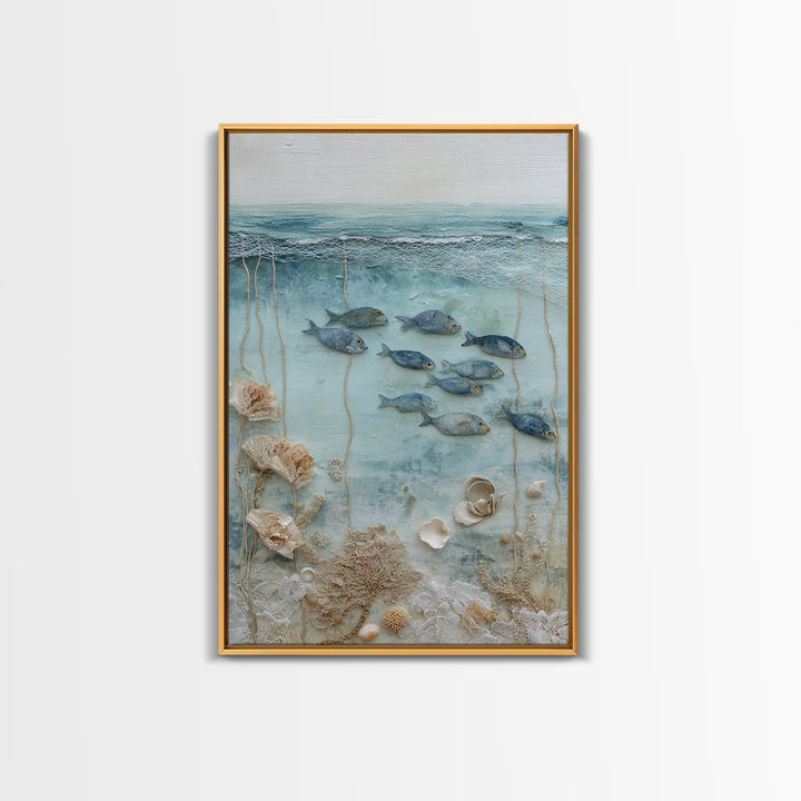 Coral Reef Fish Canvas Print, Beach Art, Home Decor, Coastal Decor, Oil Painting, Shore, Printable Art, Abstract Wall Art, BEA-2x3-66