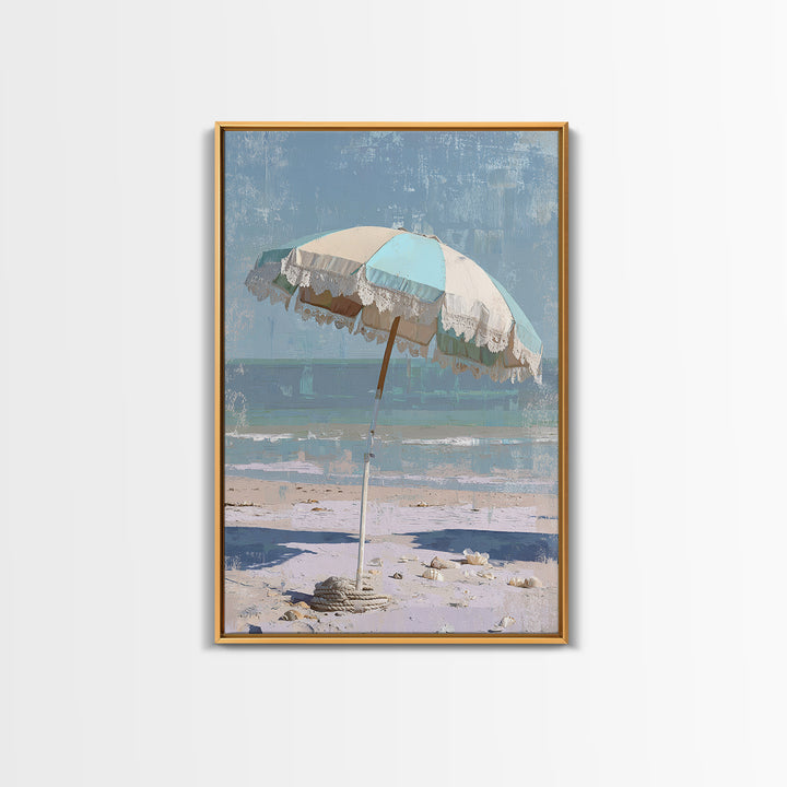 Beach Umbrella Pattern Framed Canvas Print, Beach Art, Printable Wall Art, Coastal Decor, Fine Art, Shore, Living Room Wall Art, BEA-2x3-88