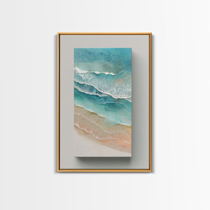 Aerial Turquoise Shoreline Canvas Print, Beach Art, Art, Coastal Decor, Fine Art, Shore, Abstract Wall Art, Whimsical Decor, BEA-2x3-9