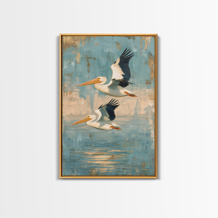 Pelicans Flying Low Canvas Print, Beach Art, Abstract Art, Coastal Decor, Fine Art, Shore, Modern Art, Beach Wall Art, BEA-2x3-99