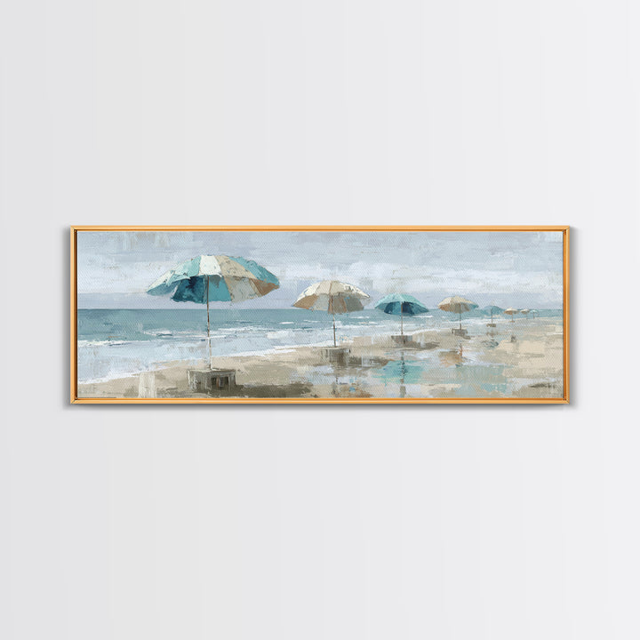 Beach Umbrella Pattern Framed Canvas Print, Beach Art, Wall Art, Coastal Decor, Fine Art, Shore, Abstract Art, Printable Art, BEA-3x1-72
