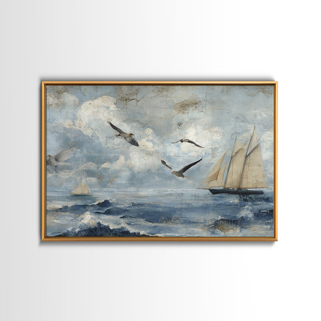Old Coastal Map Composition Canvas Print, Beach Art, Abstract Art, Coastal Decor, Fine Art, Shore, Modern Art, Beach Wall Art, BEA-3x2-1