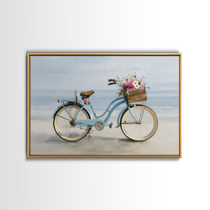 Bright Beach Cruiser Bicycle Canvas Print, Beach Art, Modern Art, Coastal Decor, Oil Painting, Shore, Luxury Decor, Art Print, BEA-3x2-51
