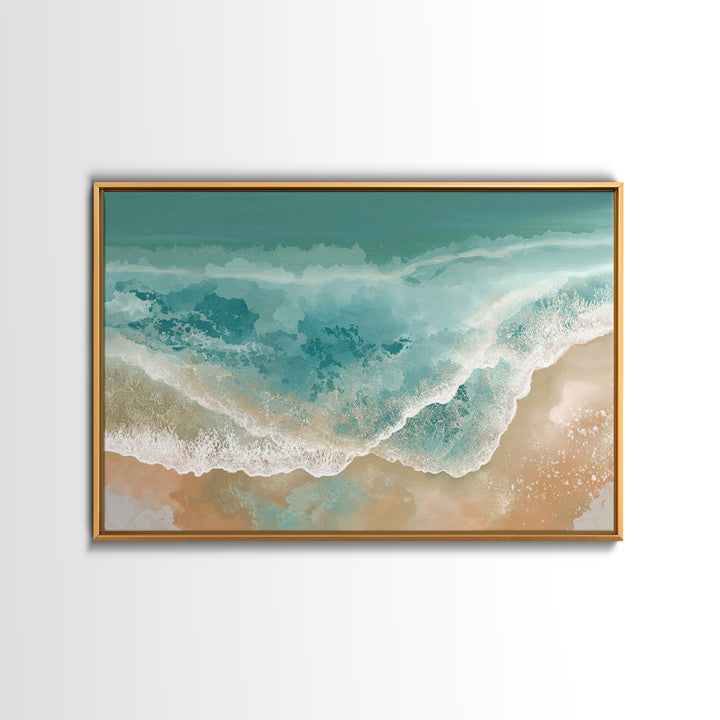 Aerial Turquoise Shoreline Canvas Print, Beach Art, Modern Art, Coastal Decor, Fine Art, Shore, Luxury Decor, Art Print, BEA-3x2-53