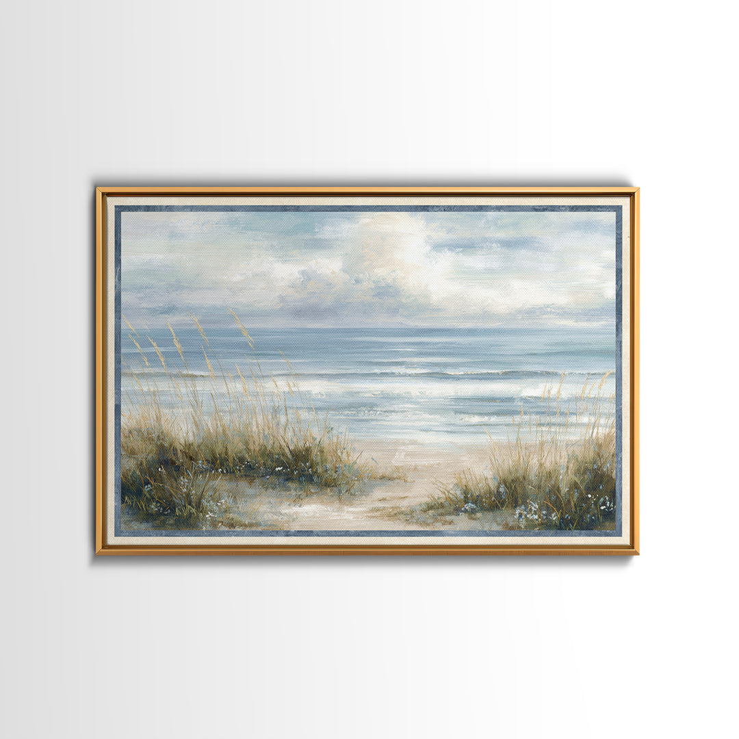 Driftwood and Wildflowers on Sand Canvas Print, Beach Art, Coastal Wall Art, Coastal Decor, Oil Painting, Shore, Fine Art Print, BEA-3x2-98