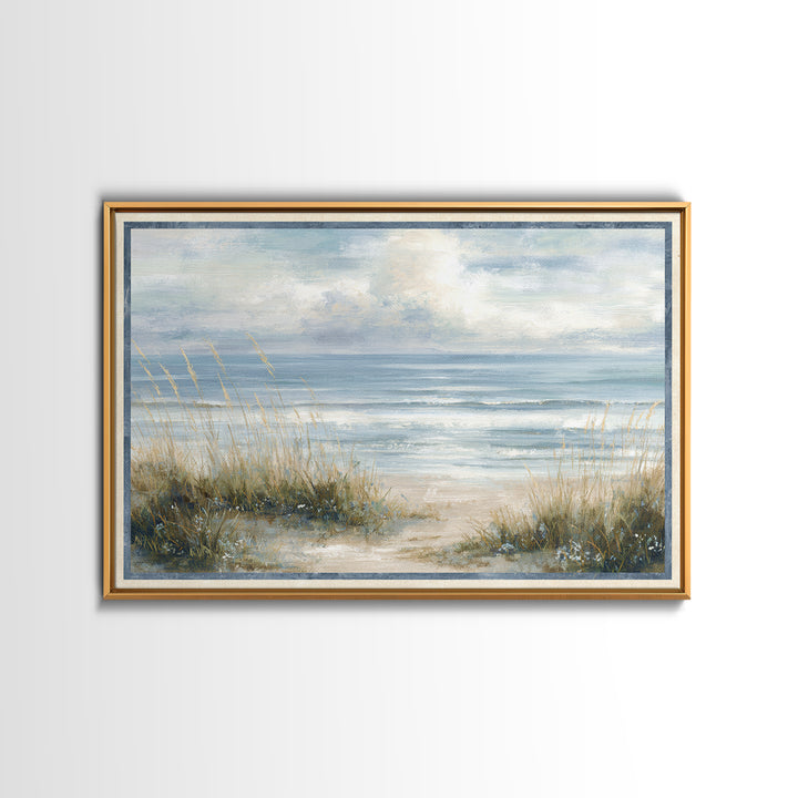 Driftwood and Wildflowers on Sand Canvas Print, Beach Art, Coastal Wall Art, Coastal Decor, Oil Painting, Shore, Fine Art Print, BEA-3x2-98