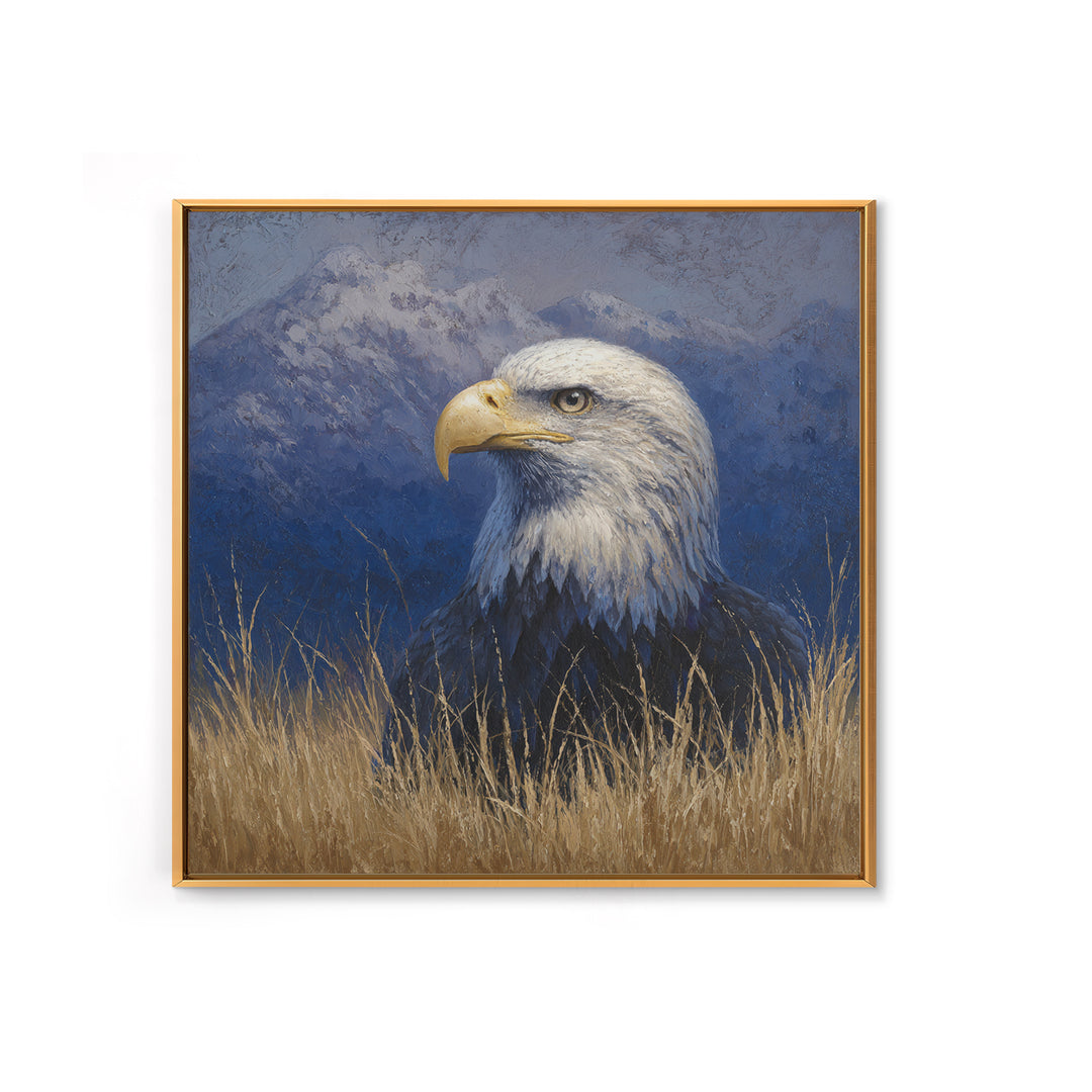 Eagle Portrait with Dramatic Mountain Wind Canvas Print, Bird Art, Printable Art, Living Room Decor, Fine Art, Flight, BIR-1x1-36