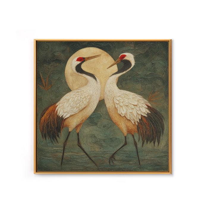 Pair of Cranes Dancing Canvas Print, Bird Art, Modern Decor, Living Room Decor, Fine Art, Flight, Home Decor, Wall Decor, BIR-1x1-75