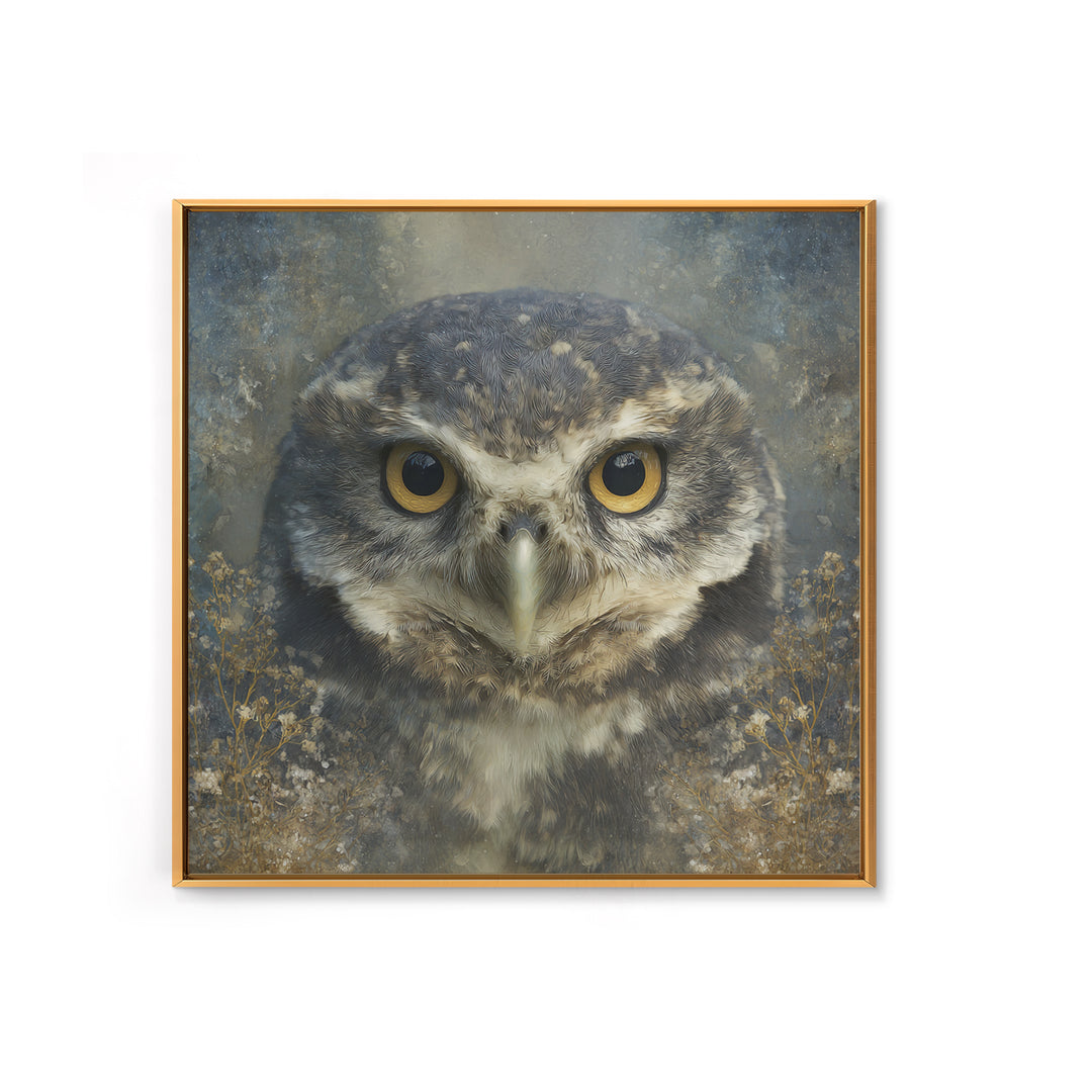 Owl Portrait with Wise Golden Eyes Canvas Print, Bird Art, Room Decor, Living Room Decor, Fine Art, Flight, Digital Print, BIR-1x1-77