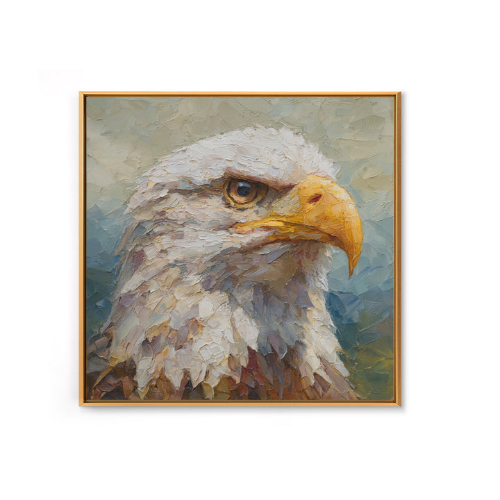Eagle Portrait with Dramatic Mountain Wind Framed Canvas Print, Bird Art, Bird Wall Art, Living Room Decor, Fine Art, Flight, BIR-1x1-84