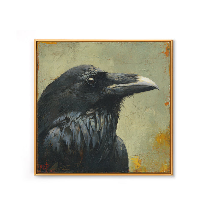 Raven Silhouette with Gothic Atmosphere Canvas Print, Bird Art, Floral Art, Living Room Decor, Fine Art, Flight, BIR-1x1-9