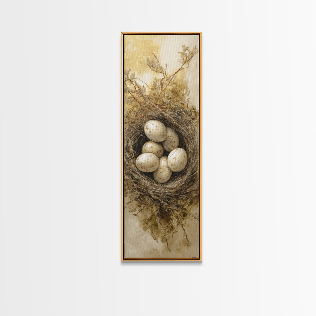 Bird Nest with Eggs and Delicate Twigs Canvas Print, Bird Art, Mcm Decor, Living Room Decor, Fine Art, Flight, Neutral Decor, BIR-1x3-10