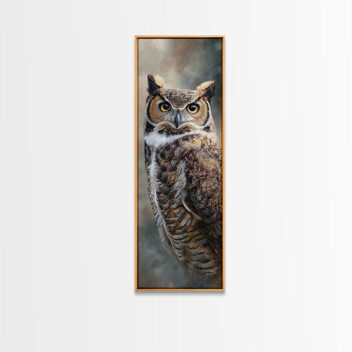Owl Portrait with Wise Golden Eyes Canvas Print, Bird Art, Gallery Wall, Living Room Decor, Fine Art, Flight, Gallery Decor, BIR-1x3-41