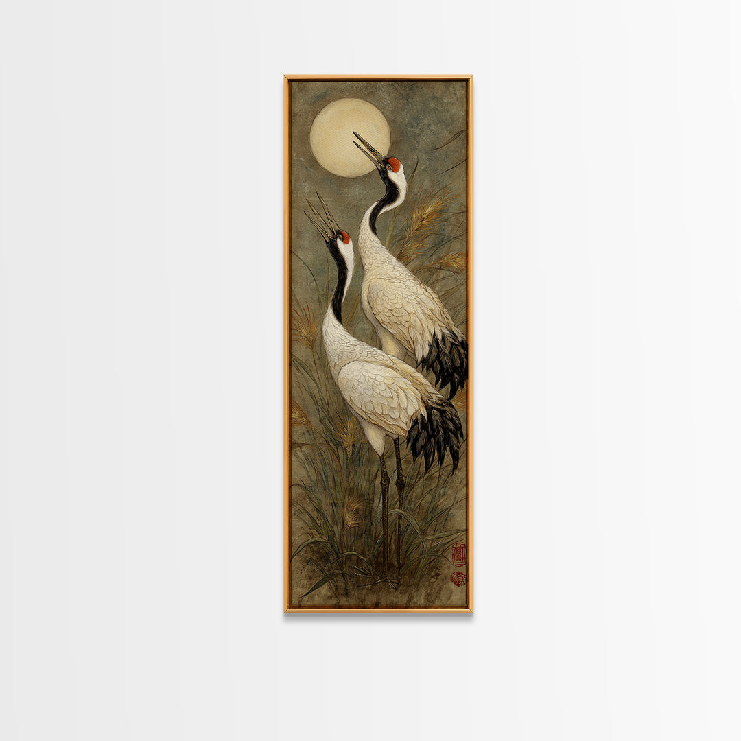Pair of Cranes Dancing Canvas Print, Bird Art, Gallery Wall, Living Room Decor, Oil Painting, Flight, Gallery Decor, BIR-1x3-63