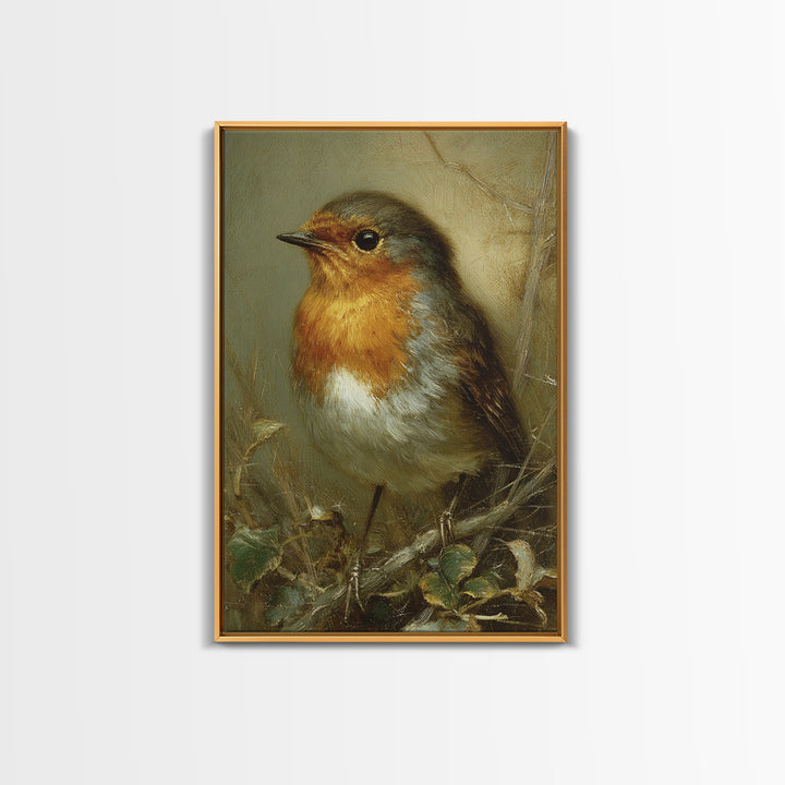 Robin in a Spring Garden with Soft Canvas Print, Bird Art, Art Print, Living Room Decor, Fine Art, Flight, Original Art, BIR-2x3-23