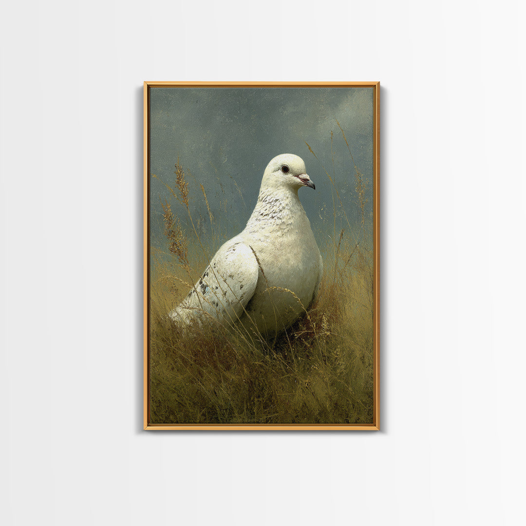 White Dove with Olive Branch and Calm Canvas Print, Bird Art, Printable Art, Living Room Decor, Watercolor Art, Flight, BIR-2x3-96