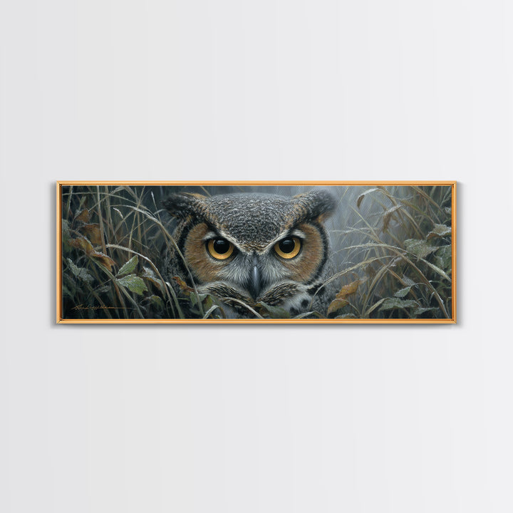 Owl Portrait with Wise Golden Eyes Canvas Print, Bird Art, Gallery Wall, Living Room Decor, Fine Art, Flight, Gallery Decor, BIR-3x1-21