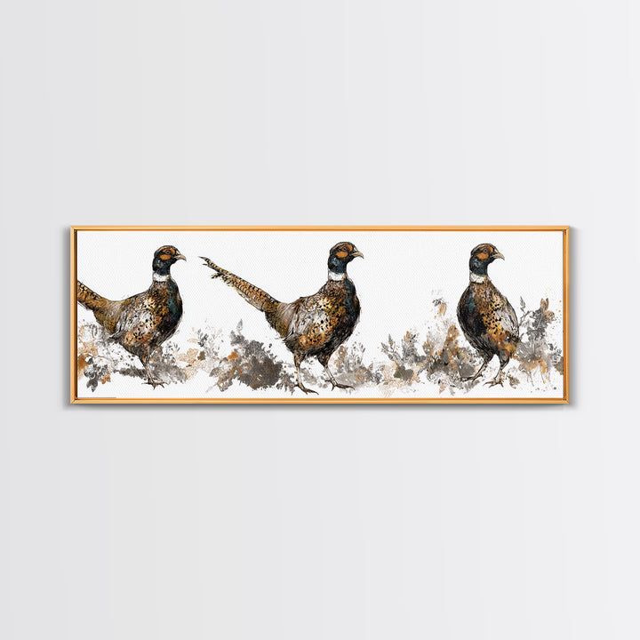 Pheasant with Ornate Feather Details Canvas Print, Bird Art, Art Print, Living Room Decor, Fine Art, Flight, Original Art, BIR-3x1-35