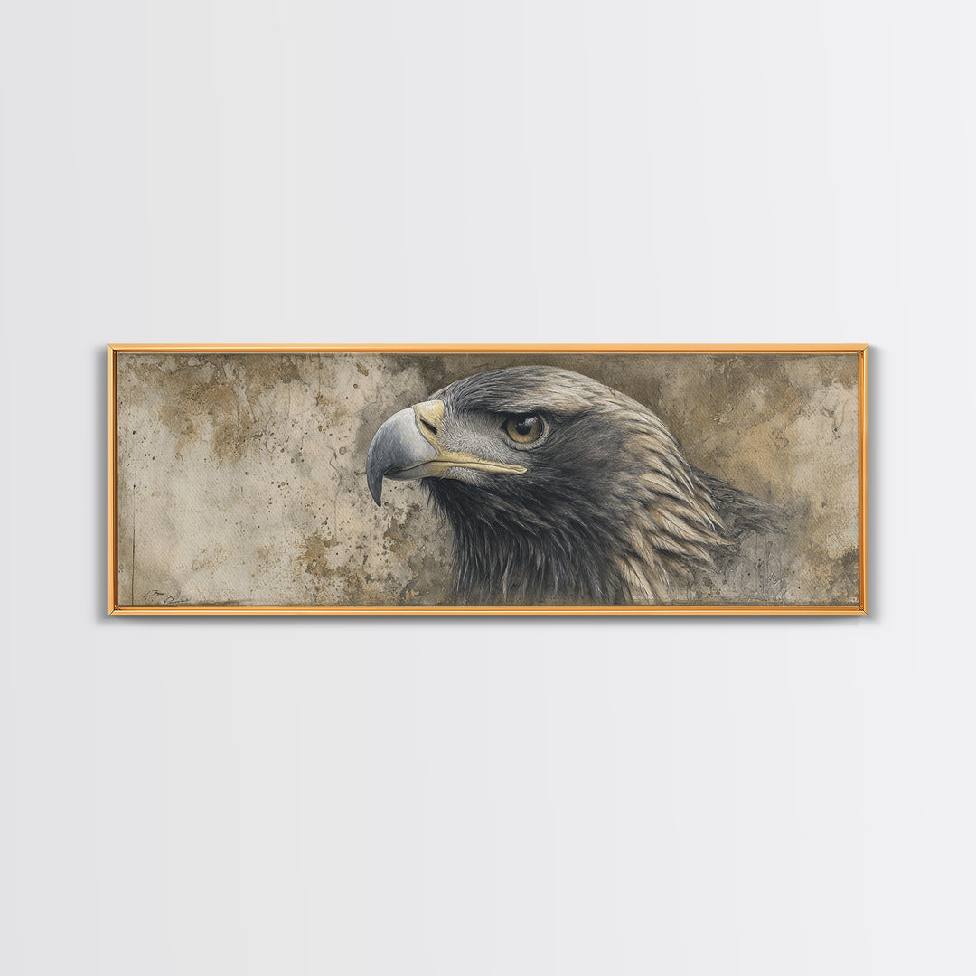 Eagle Portrait with Dramatic Mountain Wind Canvas Print, Bird Art, Digital Download Art, Living Room Decor, Fine Art, Flight, BIR-3x1-4