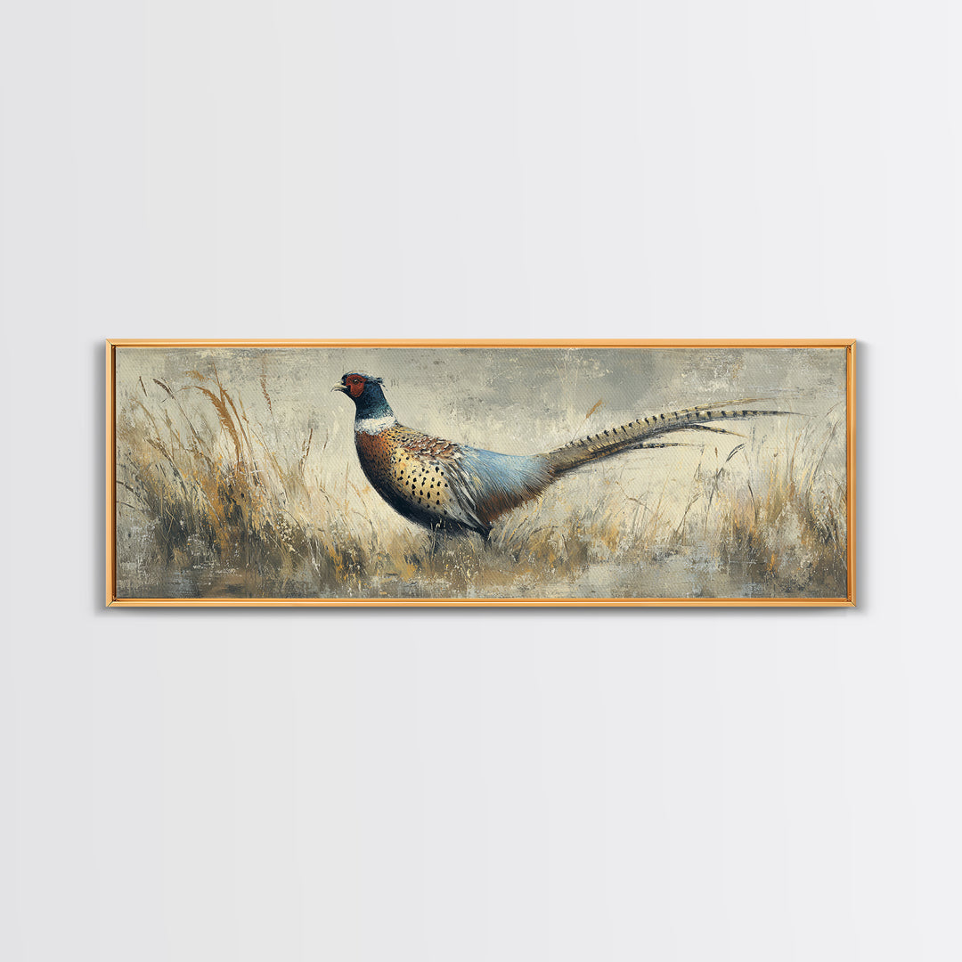 Pheasant with Ornate Feather Details Canvas Print, Bird Art, Art Deco, Living Room Decor, Fine Art, Flight, Gallery Wall, BIR-3x1-83