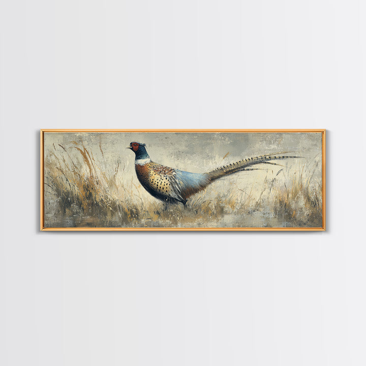 Pheasant with Ornate Feather Details Canvas Print, Bird Art, Art Deco, Living Room Decor, Fine Art, Flight, Gallery Wall, BIR-3x1-83