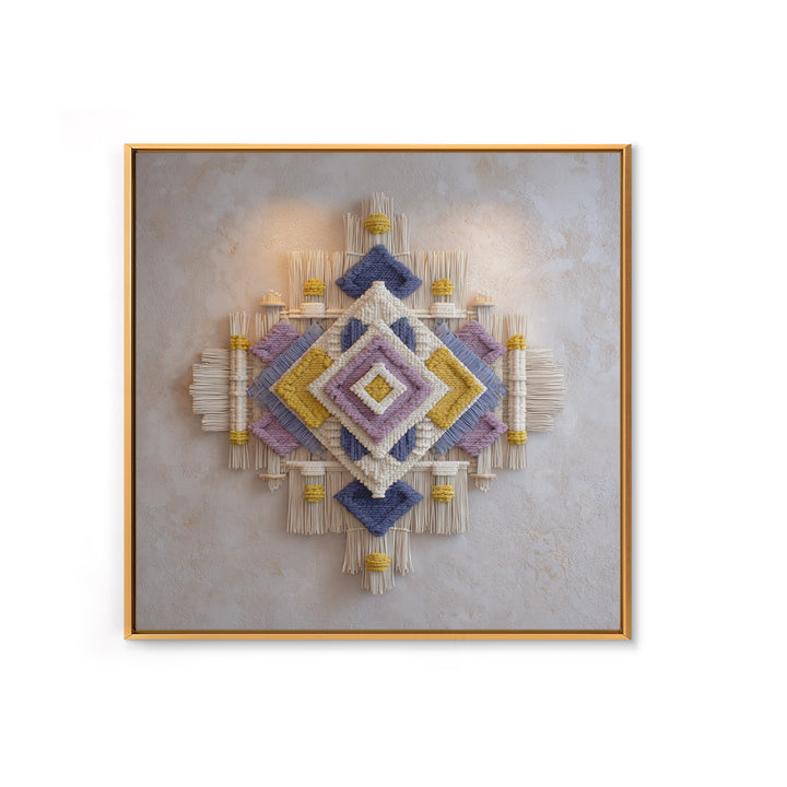 Macrame Geometric Fringe Pattern Canvas Print, Boho Art, Neutral Decor, Living Room Decor, Abstract Art, Bohemian, Wall Decor, BOH-1x1-55