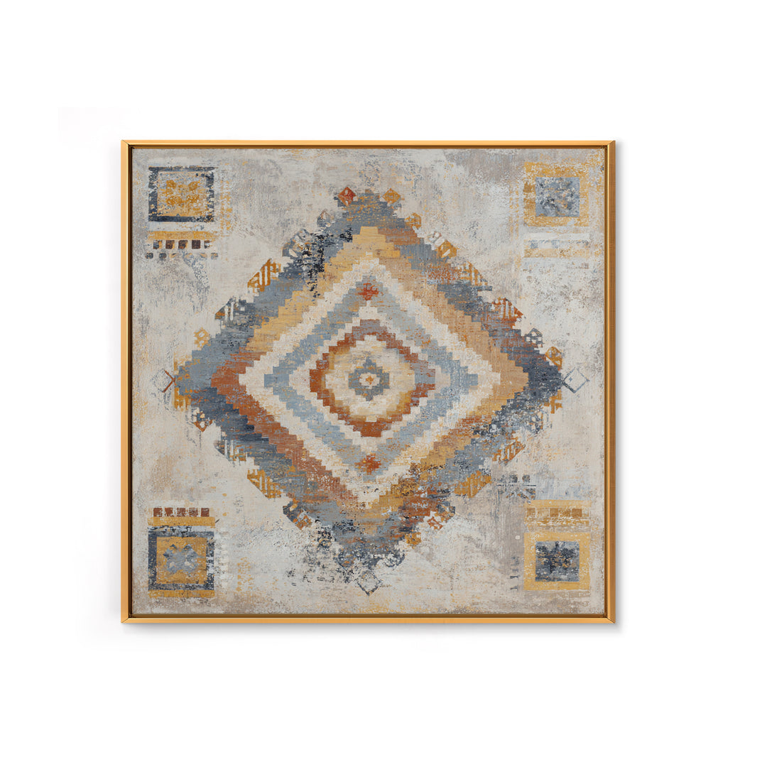 Tribal Neutral Pattern Framed Canvas Print, Boho Art, Statement Artwork, Living Room Decor, Fine Art, Bohemian, Art Prints, BOH-1x1-62