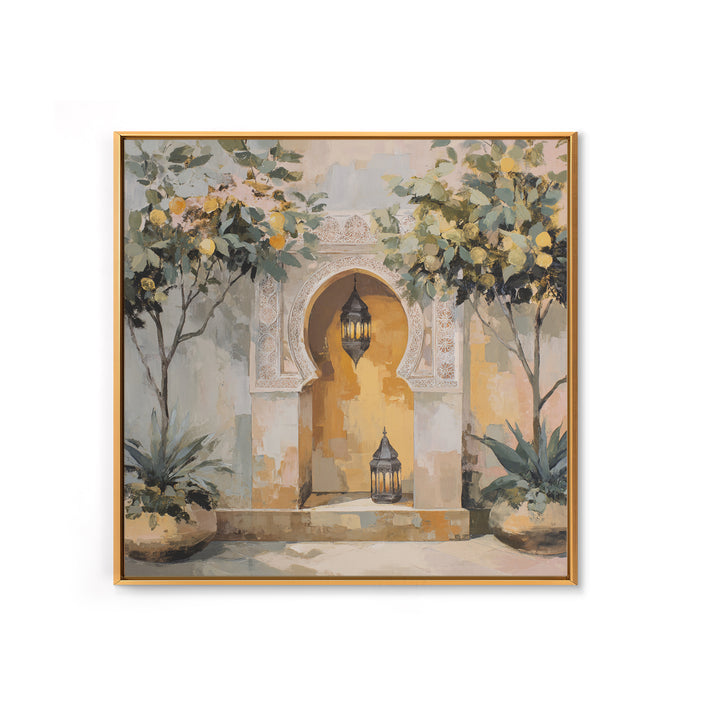 Hand Painted Moroccan Arch Framed Canvas Print, Boho Art, Statement Artwork, Living Room Decor, Fine Art, Bohemian, Art Prints, BOH-1x1-67