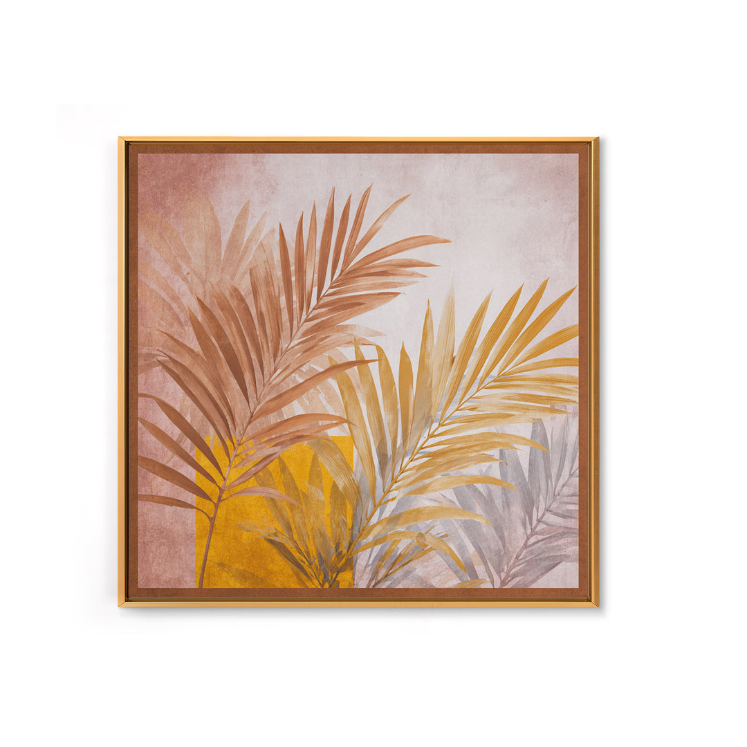 Terracotta Palm Leaves Canvas Print, Boho Art, Printable Wall Art, Living Room Decor, Fine Art, Bohemian, Abstract Wall Art, BOH-1x1-77