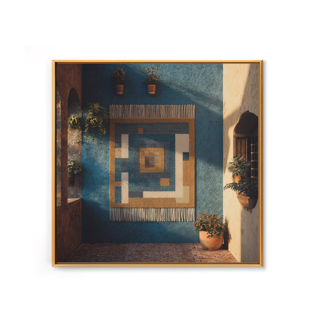 Macrame Geometric Fringe Pattern Framed Canvas Print, Boho Art, Room Decor, Living Room Decor, Fine Art, Bohemian, Printable, BOH-1x1-79