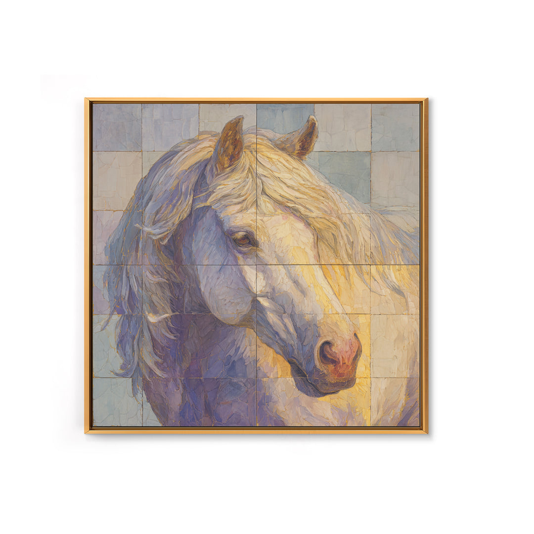 Wild Horse in Dusty Golden Light Framed Canvas Print, Boho Art, Printable, Living Room Decor, Bohemian, Abstract Wall Art, BOH-1x1-8