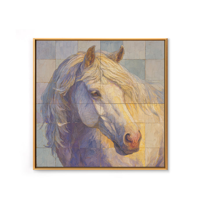 Wild Horse in Dusty Golden Light Framed Canvas Print, Boho Art, Printable, Living Room Decor, Bohemian, Abstract Wall Art, BOH-1x1-8