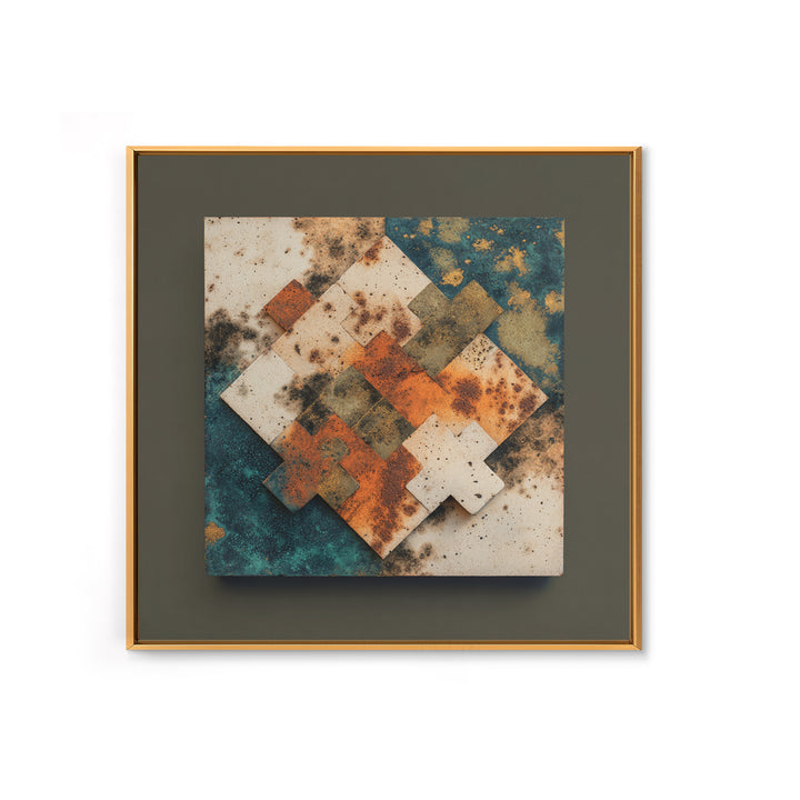 Abstract Clay Shapes Framed Canvas Print, Boho Art, Wall Art, Living Room Decor, Fine Art, Bohemian, Art Deco, Artwork, BOH-1x1-88