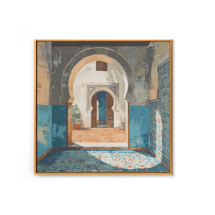 Hand Painted Moroccan Arch Canvas Print, Boho Art, Minimalist Decor, Living Room Decor, Fine Art, Bohemian, Digital Wall Art, BOH-1x1-91