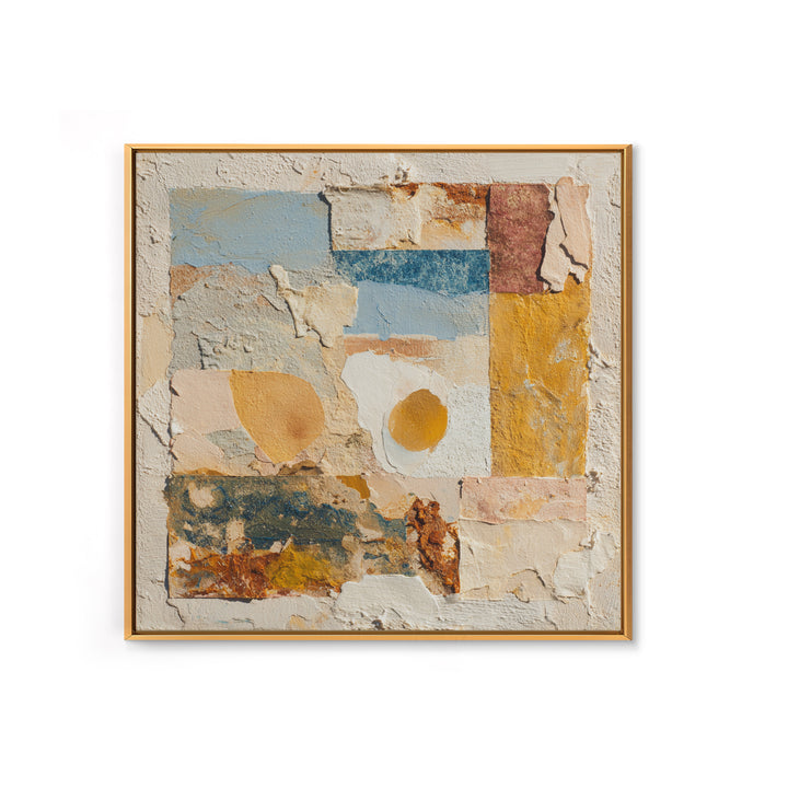 Organic Shape Collage Framed Canvas Print, Boho Art, Printable, Living Room Decor, Abstract Art, Bohemian, Abstract Wall Art, BOH-1x1-96