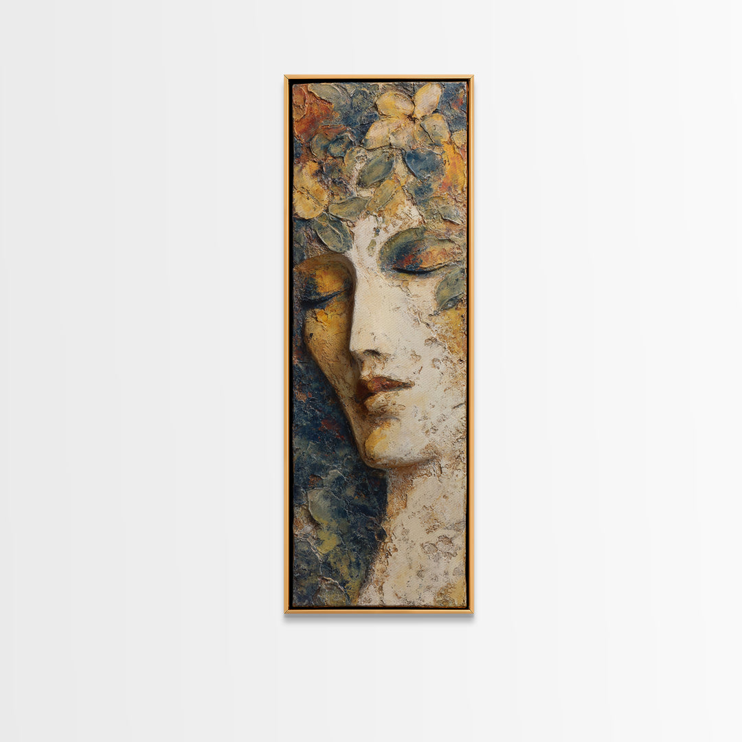 Abstract Female Face Canvas Print, Boho Art, Mid Century Modern, Living Room Decor, Fine Art, Bohemian, Boho Wall Art, BOH-1x3-16