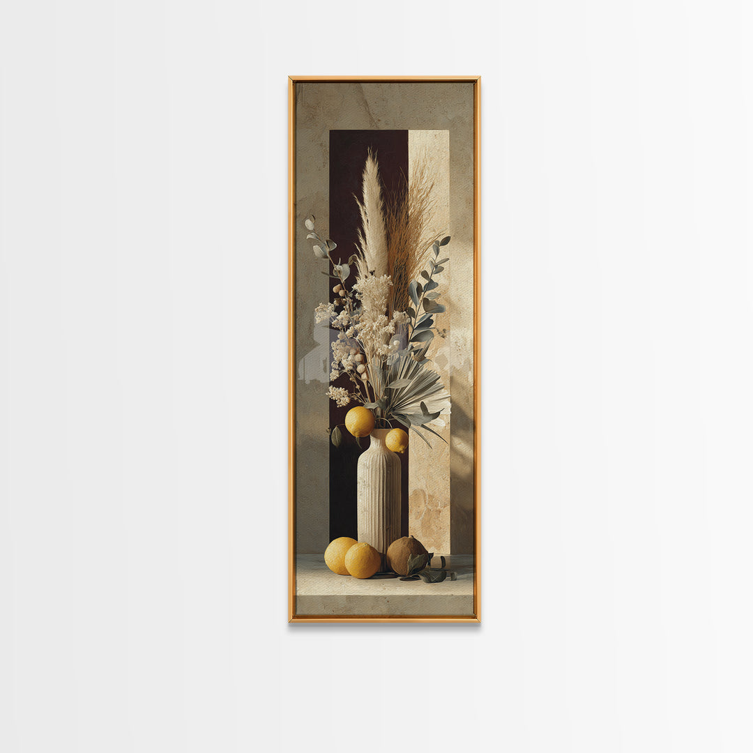 Bohemian Vase with Dried Pampas Grass Canvas Print, Boho Art, Art, Living Room Decor, Watercolor Art, Bohemian, Wallart, BOH-1x3-21