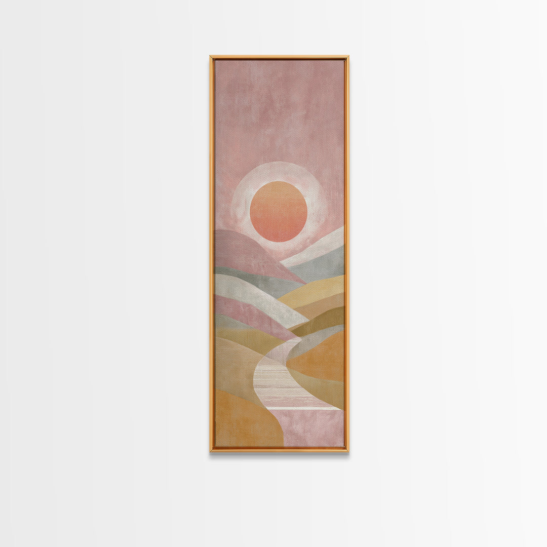 Sunrise over Rolling Dunes in Muted Peach Canvas Print, Boho Art, Wall Art Print, Living Room Decor, Fine Art, Bohemian, BOH-1x3-33