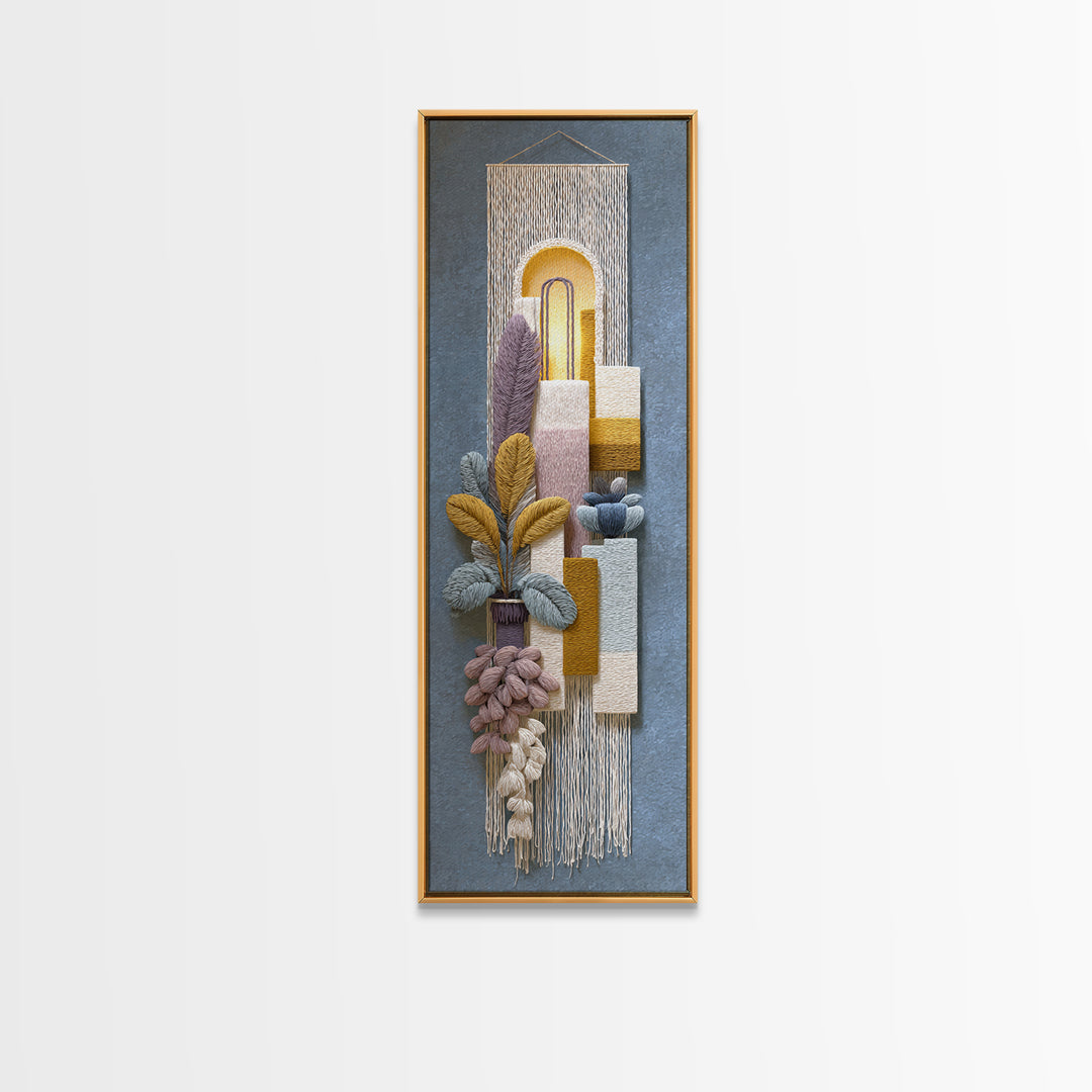Macrame Geometric Fringe Pattern Canvas Print, Boho Art, Set of 3 Prints, Living Room Decor, Abstract Art, Bohemian, BOH-1x3-43