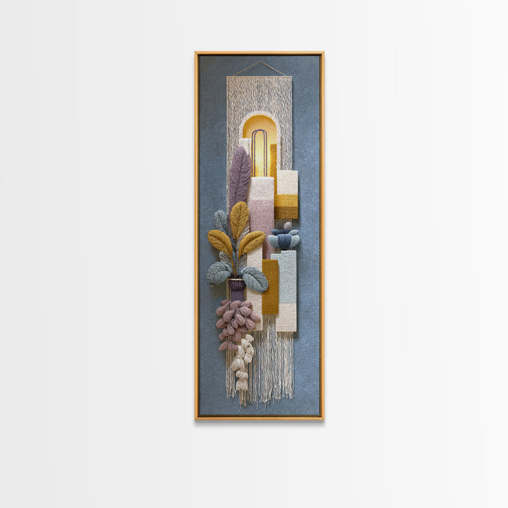 Macrame Geometric Fringe Pattern Canvas Print, Boho Art, Set of 3 Prints, Living Room Decor, Abstract Art, Bohemian, BOH-1x3-43