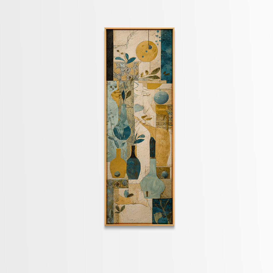 Organic Shape Collage Canvas Print, Boho Art, Living Room Decor, Bohemian, Modern Decor, Fine Art Print, Statement Artwork, BOH-1x3-60