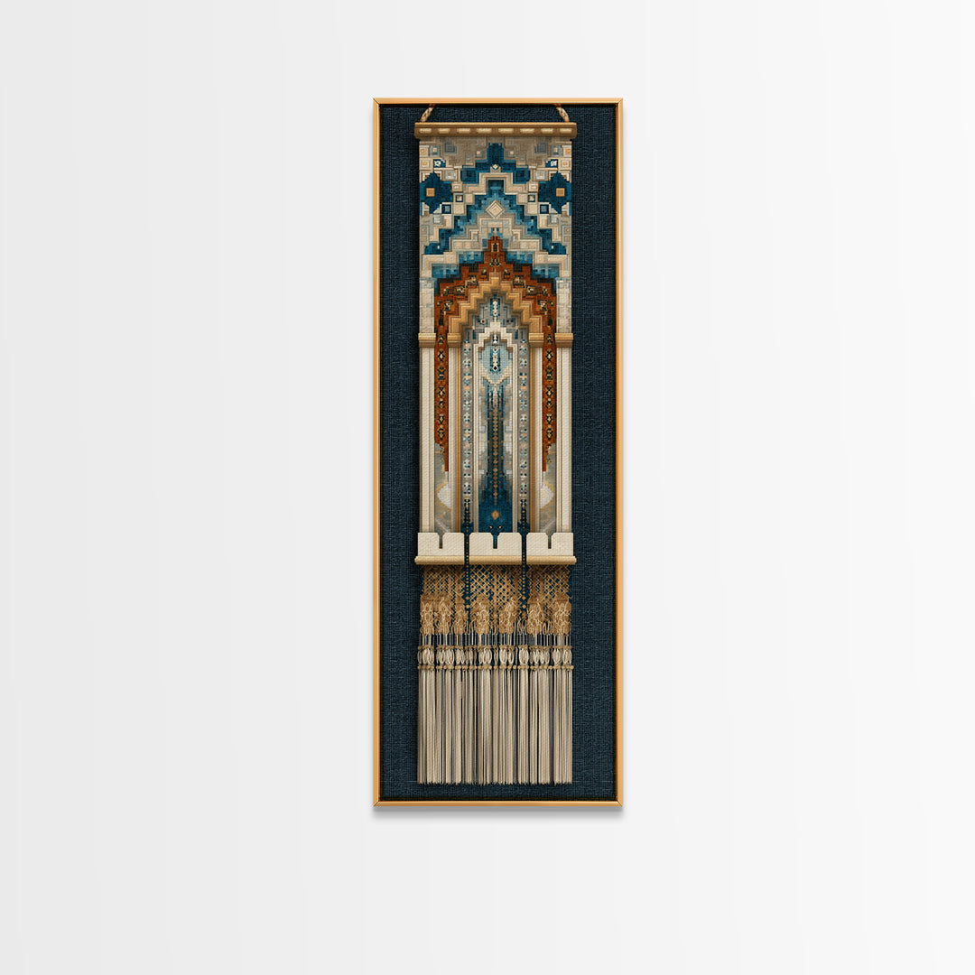 Macrame Geometric Fringe Pattern Canvas Print, Boho Art, Minimalist Decor, Living Room Decor, Abstract Art, Bohemian, BOH-1x3-67