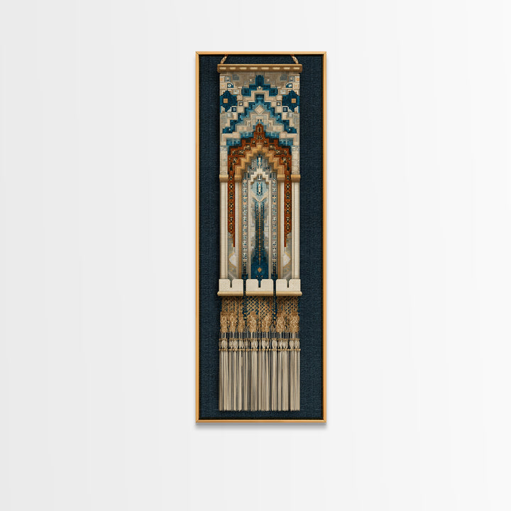 Macrame Geometric Fringe Pattern Canvas Print, Boho Art, Minimalist Decor, Living Room Decor, Abstract Art, Bohemian, BOH-1x3-67