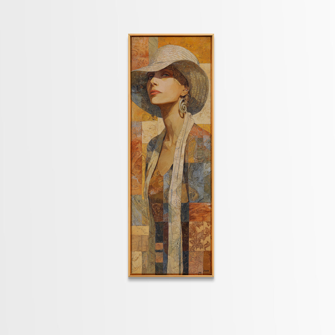 Desert Woman Portrait Framed Canvas Print, Boho Art, Wall Art, Living Room Decor, Fine Art, Bohemian, Art Deco, Artwork, BOH-1x3-75