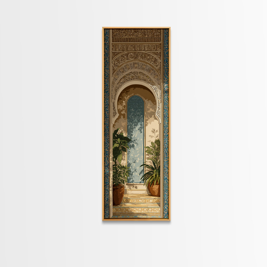 Hand Painted Moroccan Arch Framed Canvas Print, Boho Art, Room Decor, Living Room Decor, Fine Art, Bohemian, Printable, BOH-1x3-79
