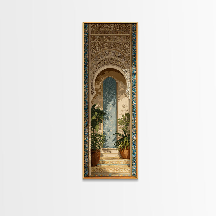 Hand Painted Moroccan Arch Framed Canvas Print, Boho Art, Room Decor, Living Room Decor, Fine Art, Bohemian, Printable, BOH-1x3-79