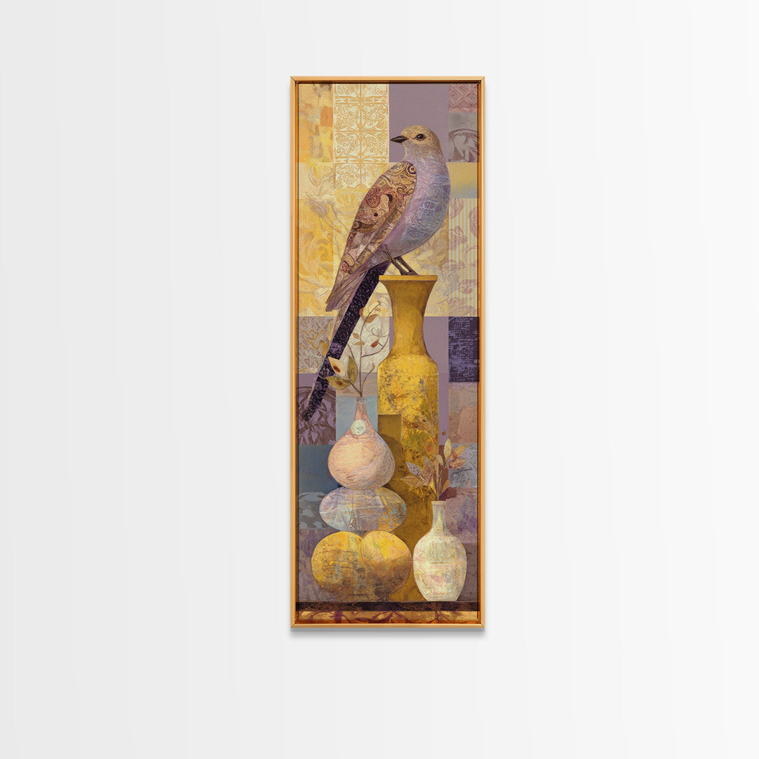 Boho Bird Pair Framed Canvas Print, Boho Art, Printable, Living Room Decor, Bohemian, Abstract Wall Art, Boho Wall Art, BOH-1x3-8