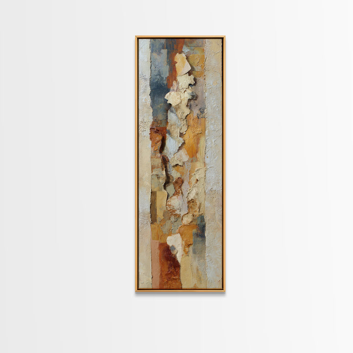 Organic Shape Collage Framed Canvas Print, Boho Art, Boho Decor, Living Room Decor, Fine Art, Bohemian, Textured Painting, BOH-1x3-84