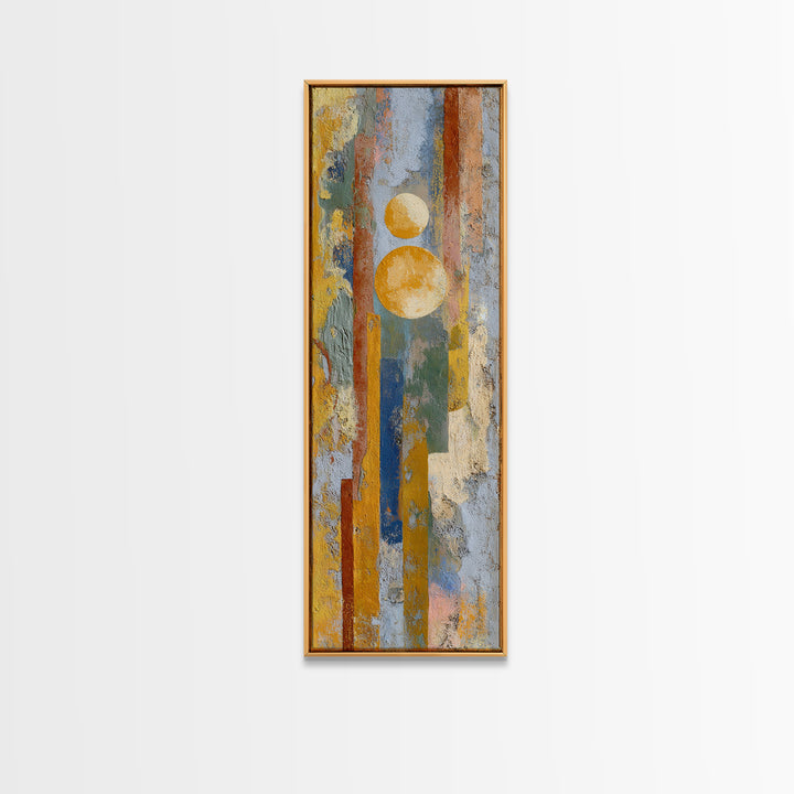 Sun and Moon Celestial Folk Motif Canvas Print, Boho Art, Home Decor, Living Room Decor, Fine Art, Bohemian, Artwork, BOH-1x3-94