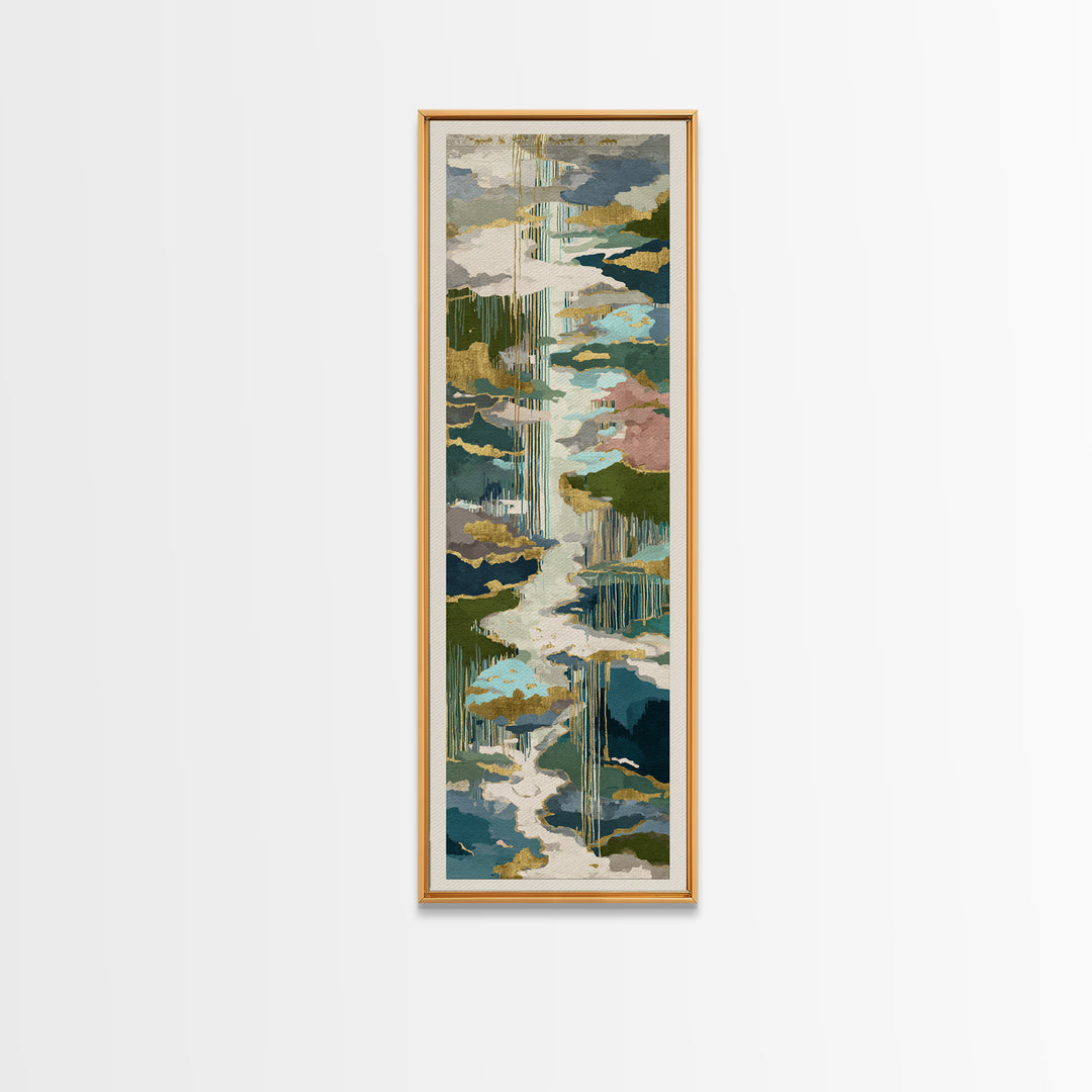Earth Tone Mountain and River Abstraction Canvas Print, Boho Art, Art Prints, Living Room Decor, Oil Painting, Bohemian, BOH-1x3-95